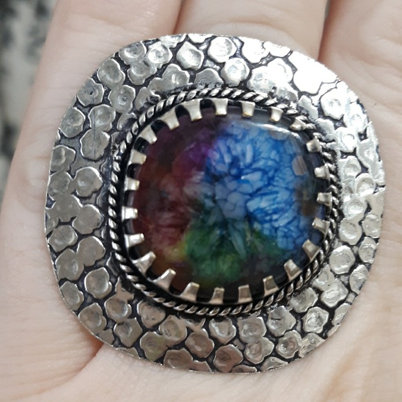 New Rainbow Solar Quartz Silver Ring. - Picture 4 of 8